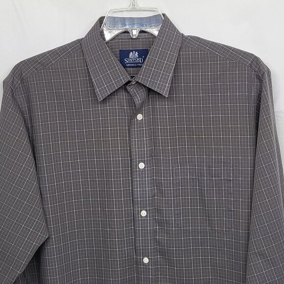 Vintage Stafford Mens Dress Shirt 17 32/33 Button Up Long Sleeve Wrinkle Free - Picture 2 of 14
